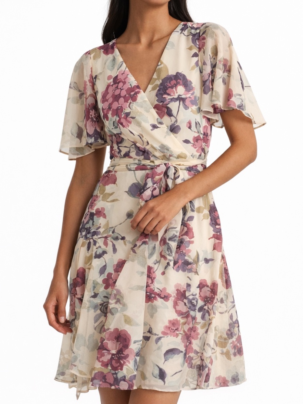 Lauren Ralph Lauren - Floral Crinkle Georgette Surplice Dress